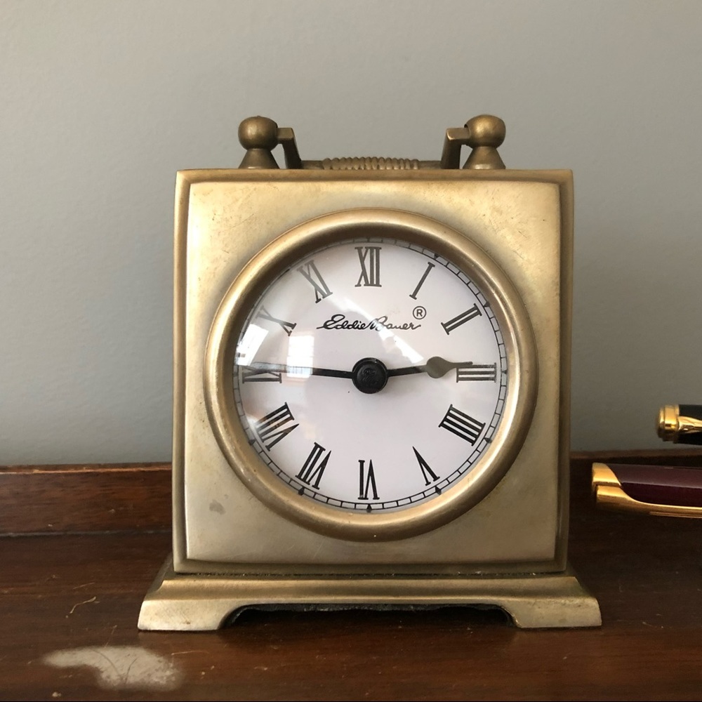 Vintage Convex Glass Solid Brass Clock